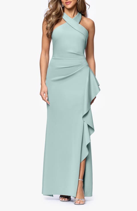 Ruffle Scuba Knit Gown (Regular & Petite)