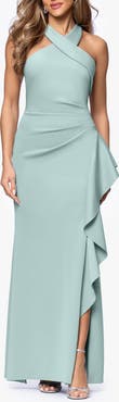 Xscape Evenings Ruffle Scuba Knit Gown
