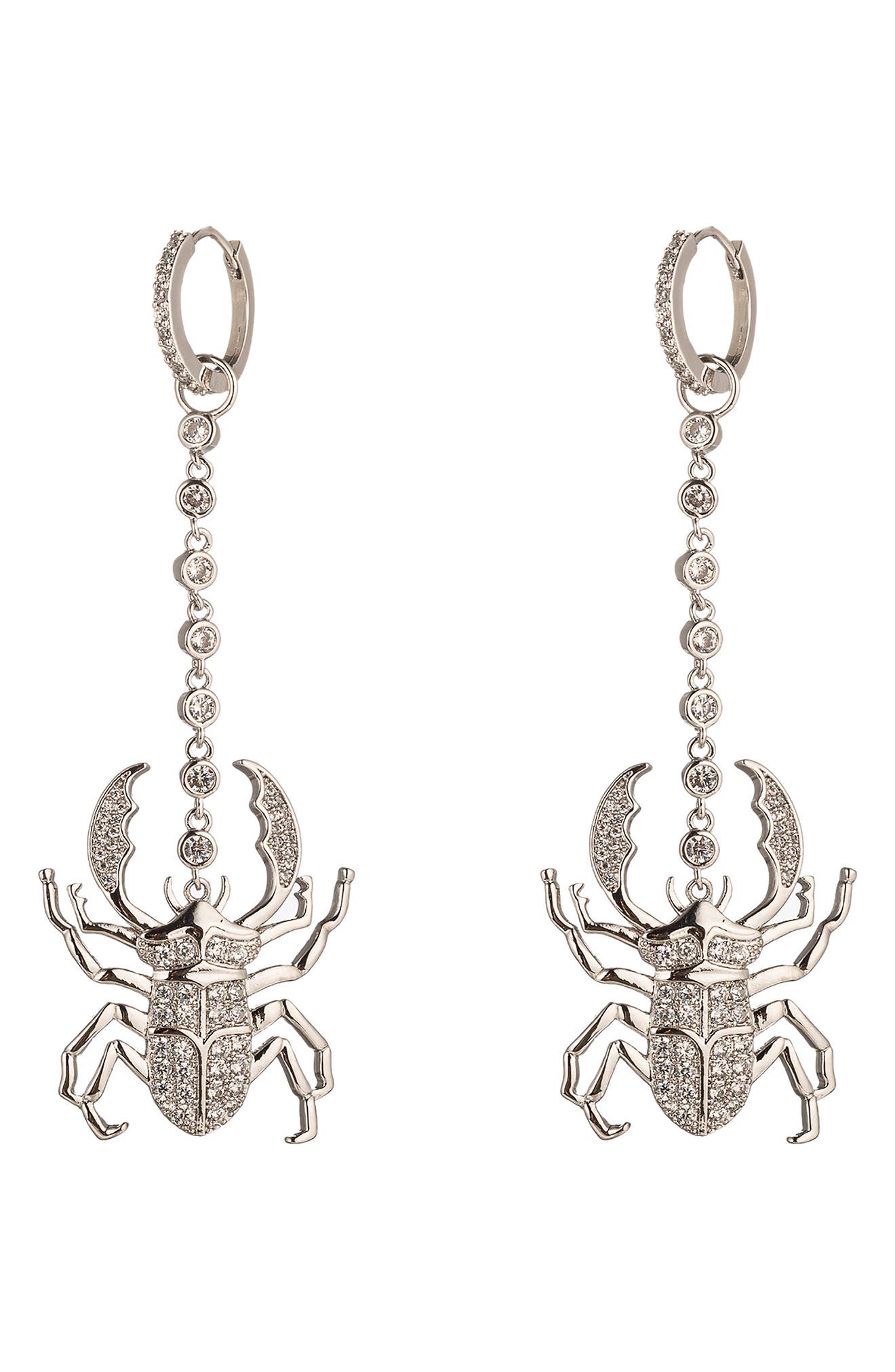 EYE CANDY LOS ANGELES CZ Pavé Beatle Drop Earrings