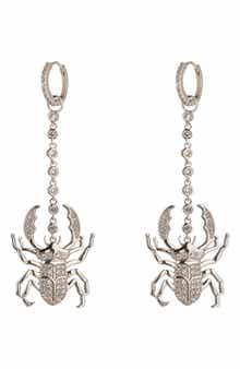 EYE CANDY LOS ANGELES CZ Pavé Beatle Drop Earrings