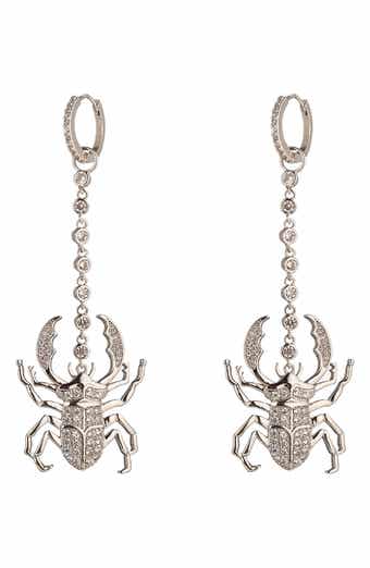 CZ Pavé Beatle Drop Earrings