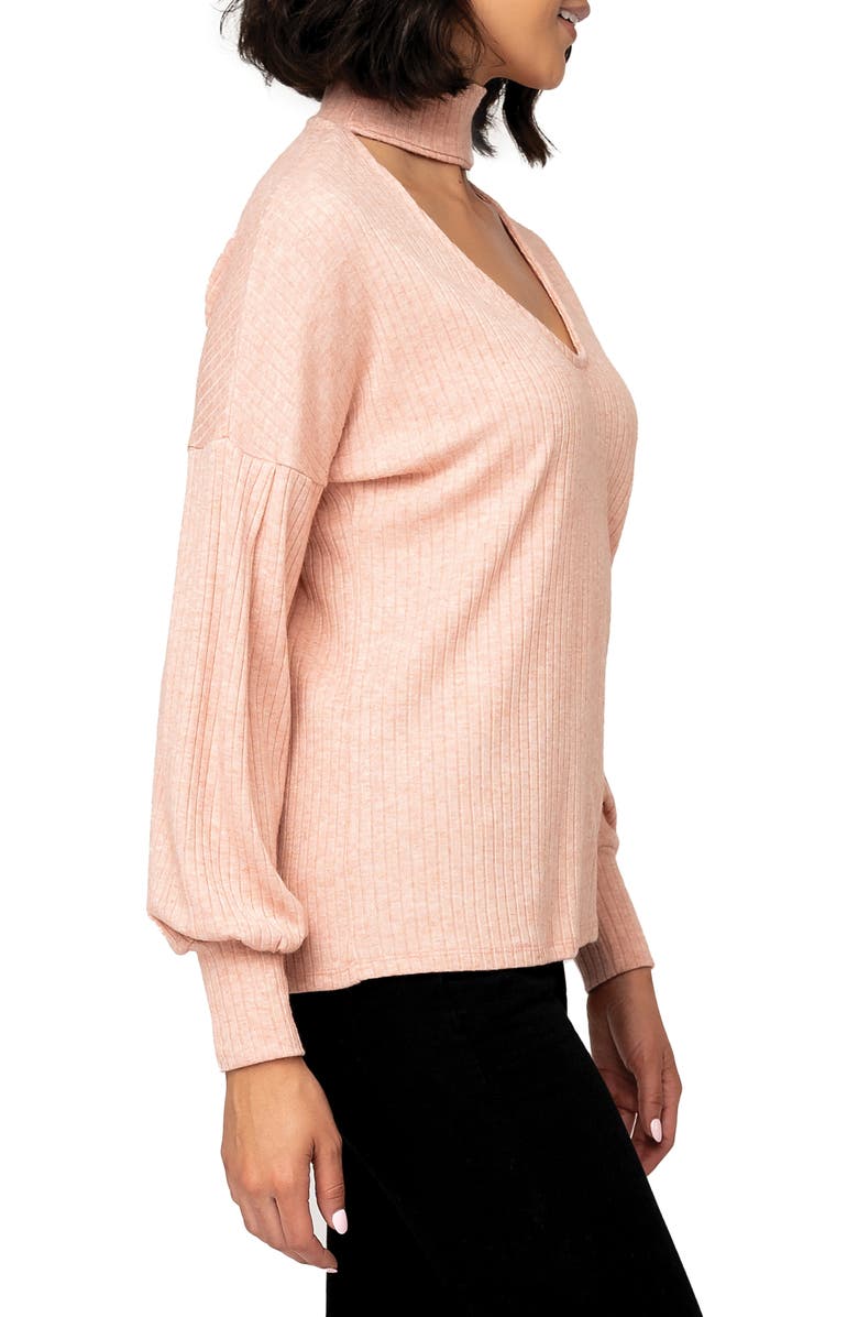 GIBSONLOOK Cutout Mock Neck Sweater, Alternate, color, Rose