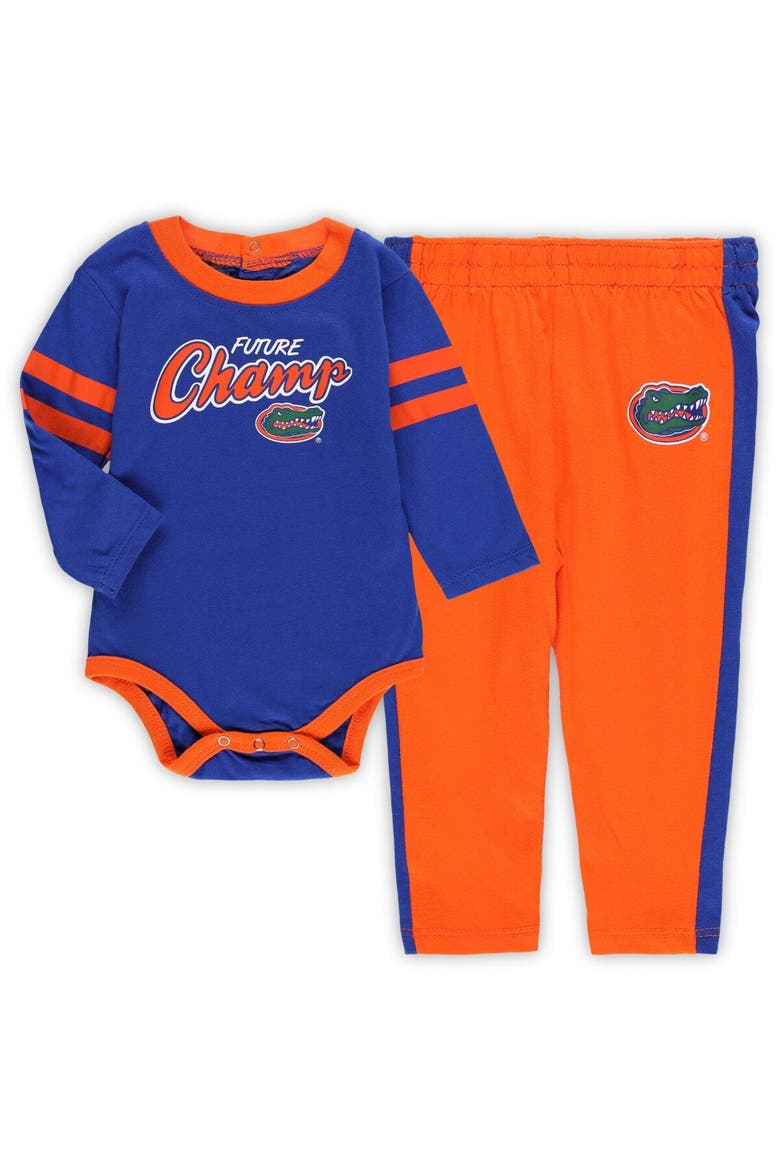 Infant Royal/Orange Florida Gators Little Kicker Long Sleeve Bodysuit and Sweatpants Set, Main, color, Royal
