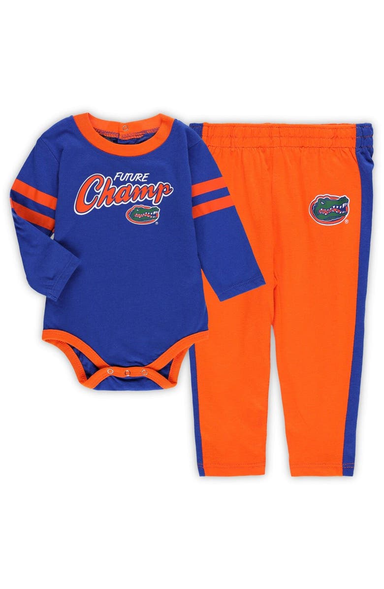 Outerstuff Infant Royal/Orange Florida Gators Little Kicker Long Sleeve Bodysuit and Sweatpants Set, Main, color, Royal