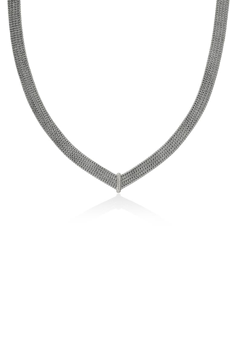 Icon Link Pavé Diamond Necklace, Main, color, SILVER