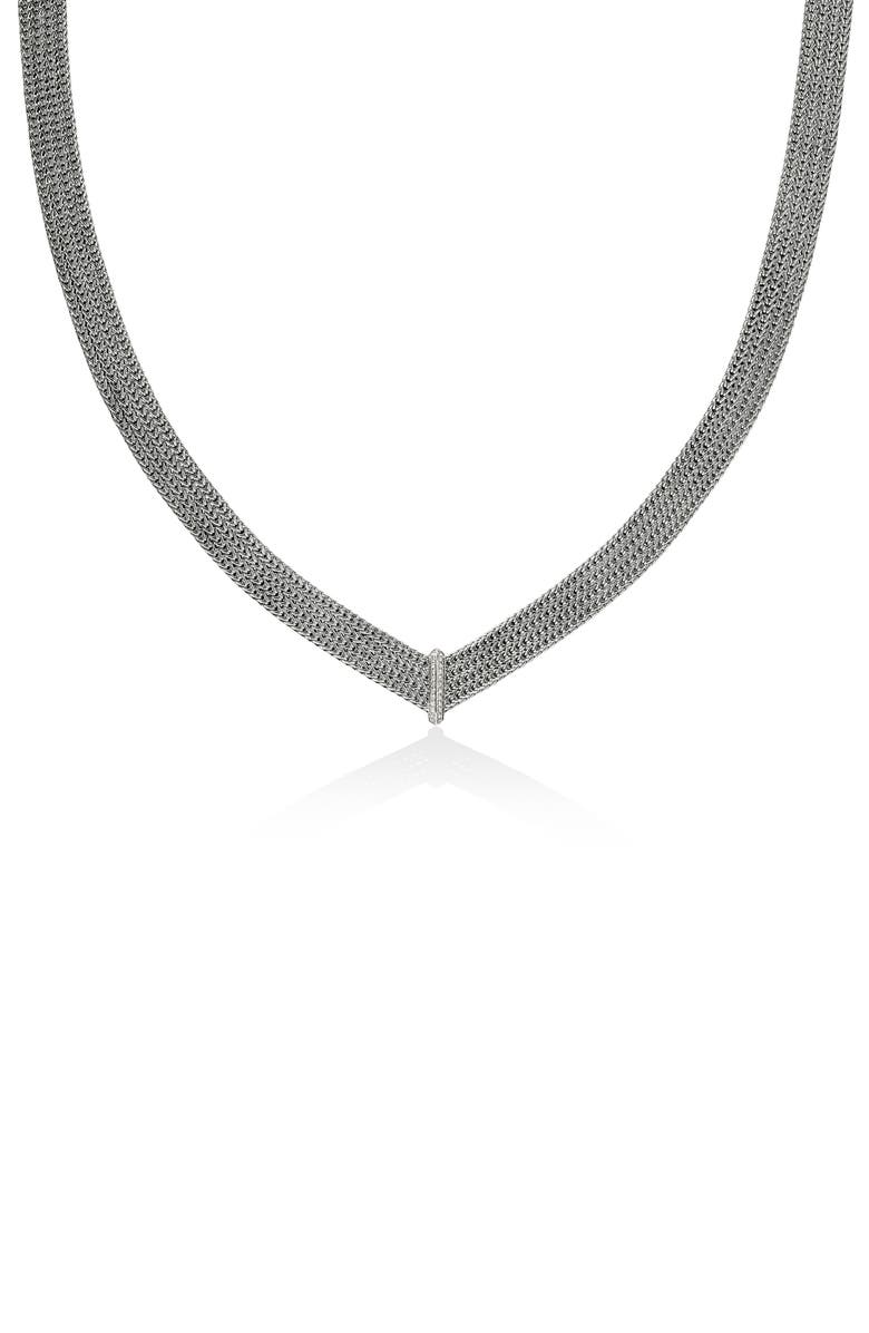 John Hardy Icon Link Pavé Diamond Necklace, Main, color, Silver