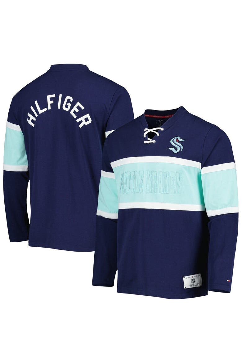 Men's Tommy Hilfiger Deep Sea Blue Seattle Kraken Walter Lace-Up Long Sleeve Top, Main, color, Navy