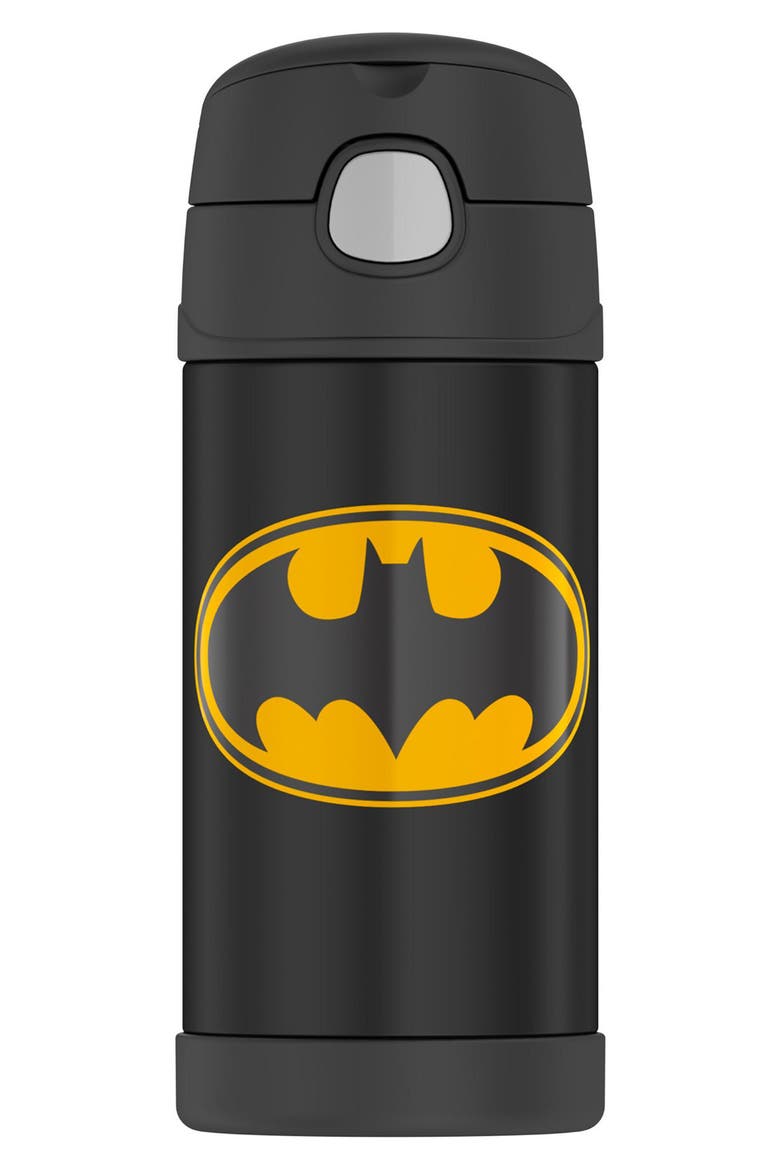 12-Ounce Stainless Steel Vacuum Insulated Straw Bottle, Main, color, BLACK/BATMAN