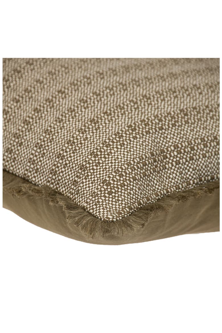 Fringe Trim Square Accent Pillow, Alternate, color, GREEN