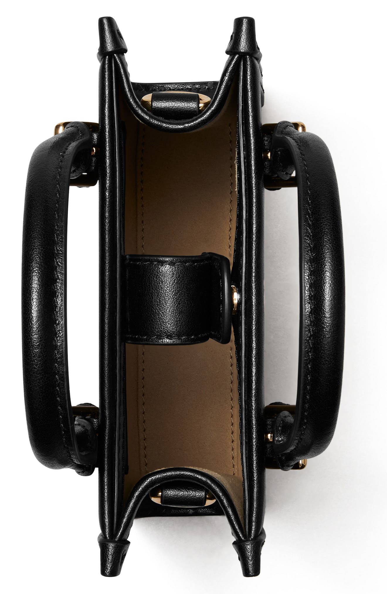 Tory Burch Mini T Monogram Debossed North/South Tote, Alternate, color, Black