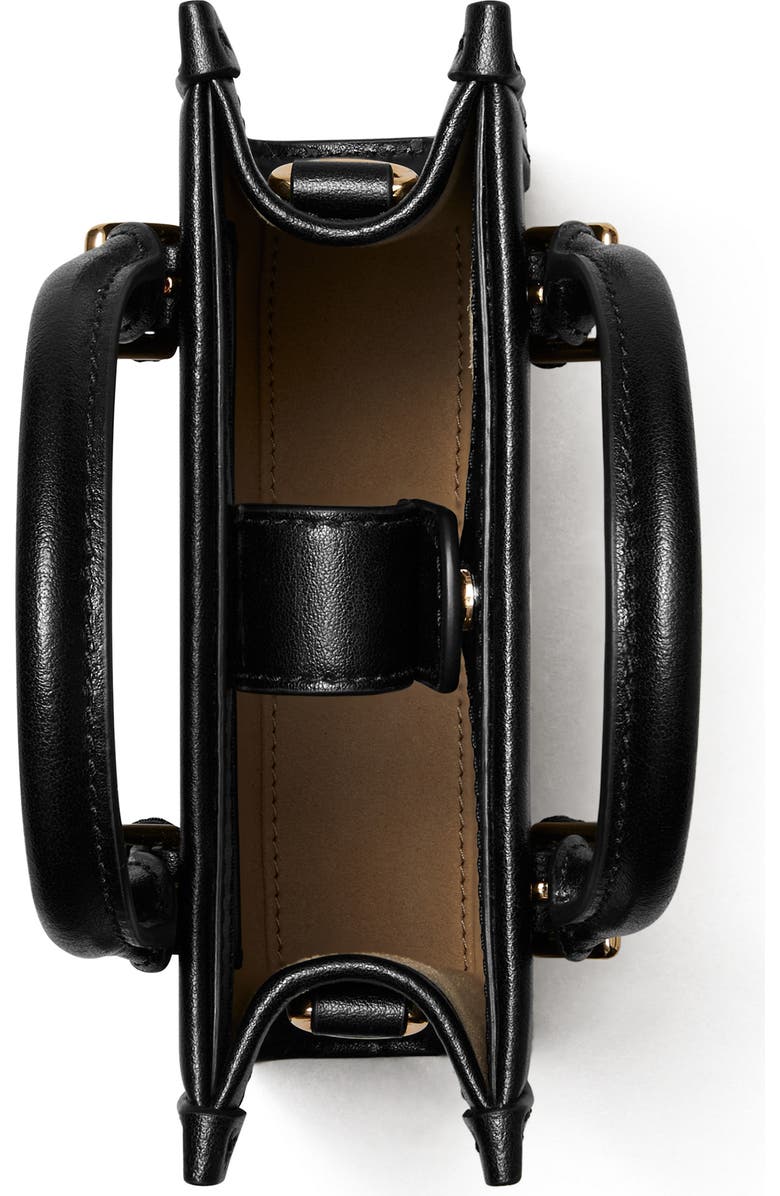 Tory Burch Mini T Monogram Debossed North/South Tote, Alternate, color, Black