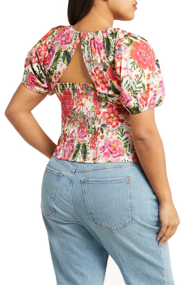 Leota Elsa Floral Print Stretch Organic Cotton Top, Alternate, color,