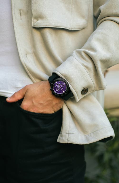 Vincero The Rogue Chronograph Silicone Strap Watch, 43mm In Purple Metallic