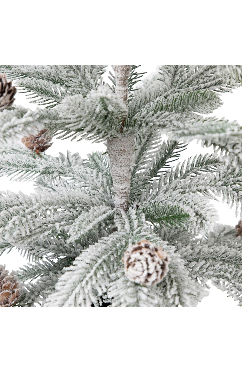 Northlight Flocked Potted Snowy Christmas Tree with Pinecones - 24.75" - Unlit, Alternate, color, Green