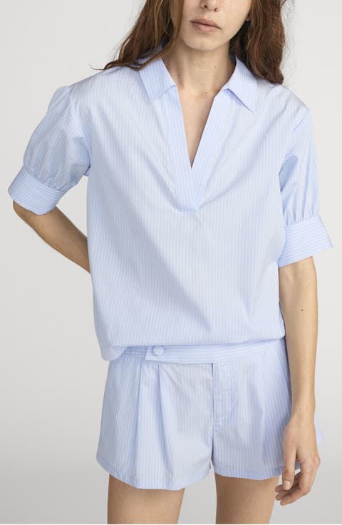 The Stripe V-Neck Popover Top