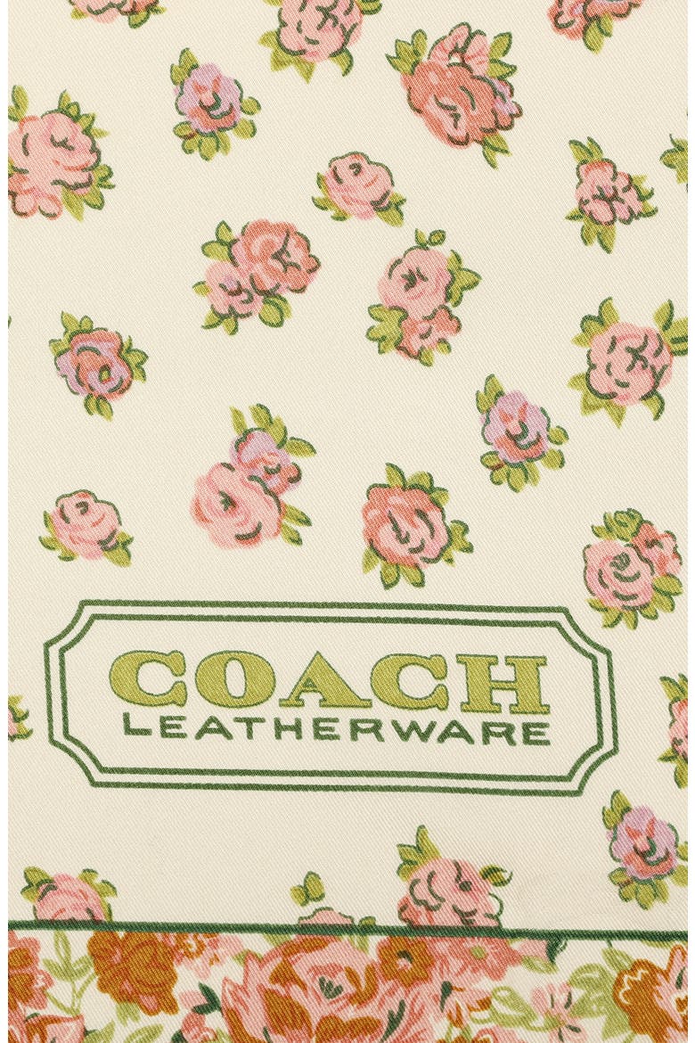 Tea Rose Multi Floral Print Silk Square Scarf, Alternate, color, HONEY BROWN