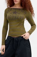 BDG Urban Outfitters Slash Striped Graphic Long Sleeve Top