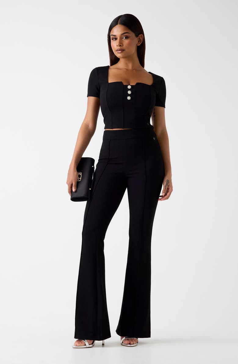 GUESS Evelina Crop Top, Alternate, color, Jblack-Black