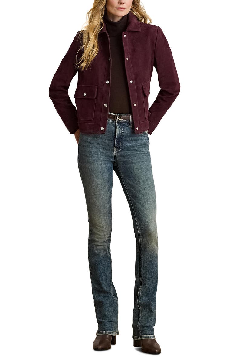 Lauren Ralph Lauren Suede Jacket, Alternate, color, Pinot Noir