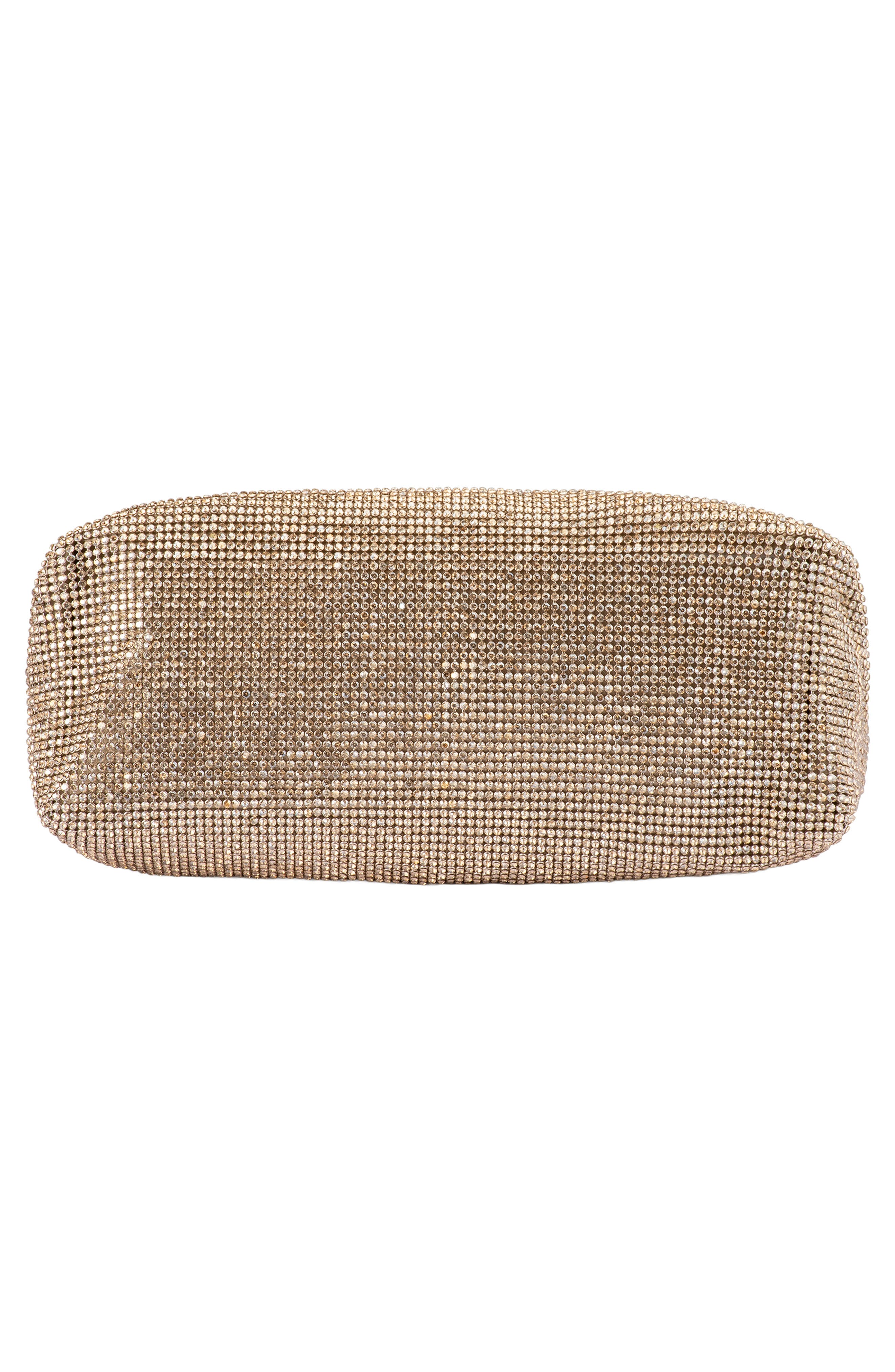 Olga Berg Jessie Crystal Mesh Pouch, Alternate, color, Gold