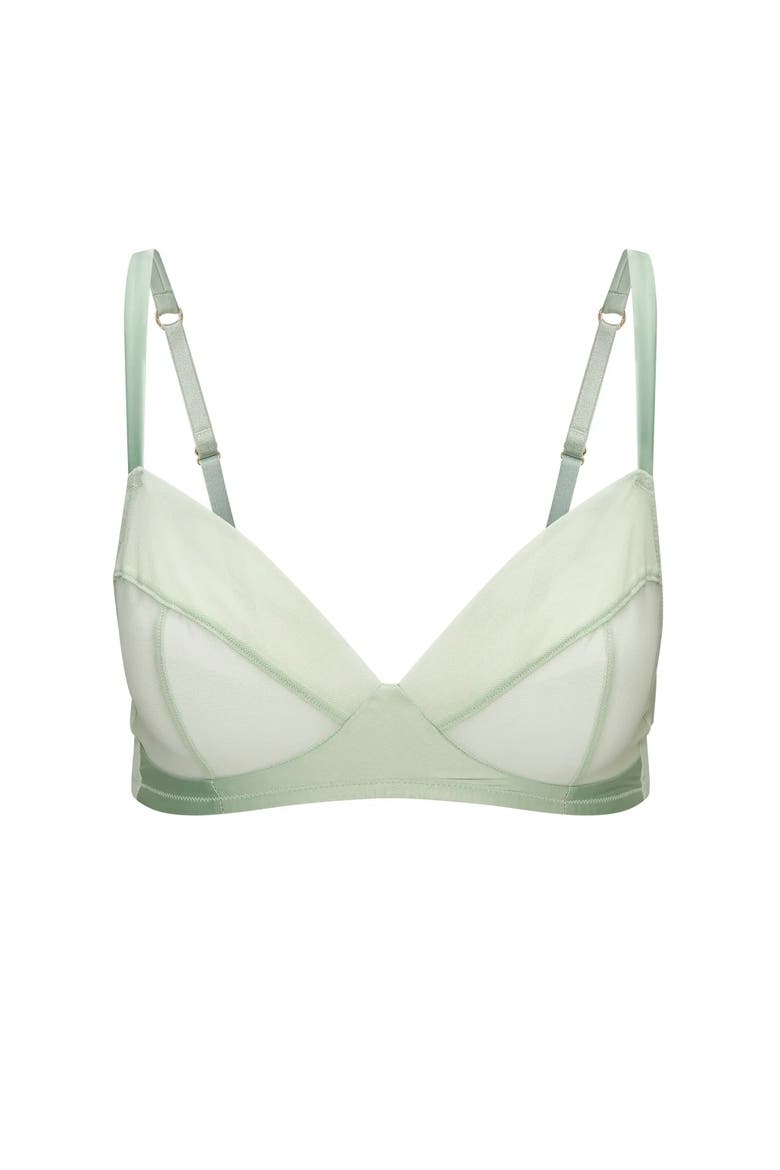 Tannessee Unlined Plunge Bra, Alternate, color, Medium green