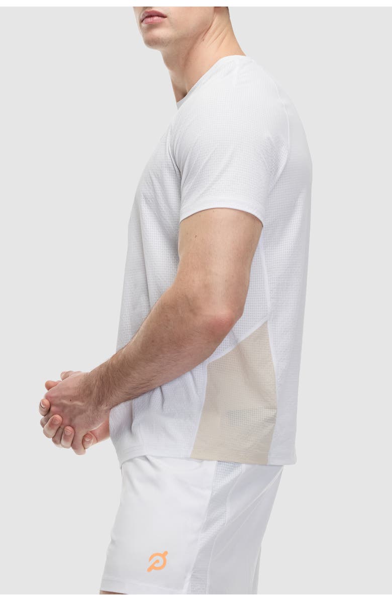Peloton Grid Jacquard Colorblock Short Sleeve Tee, Alternate, color, Bright White