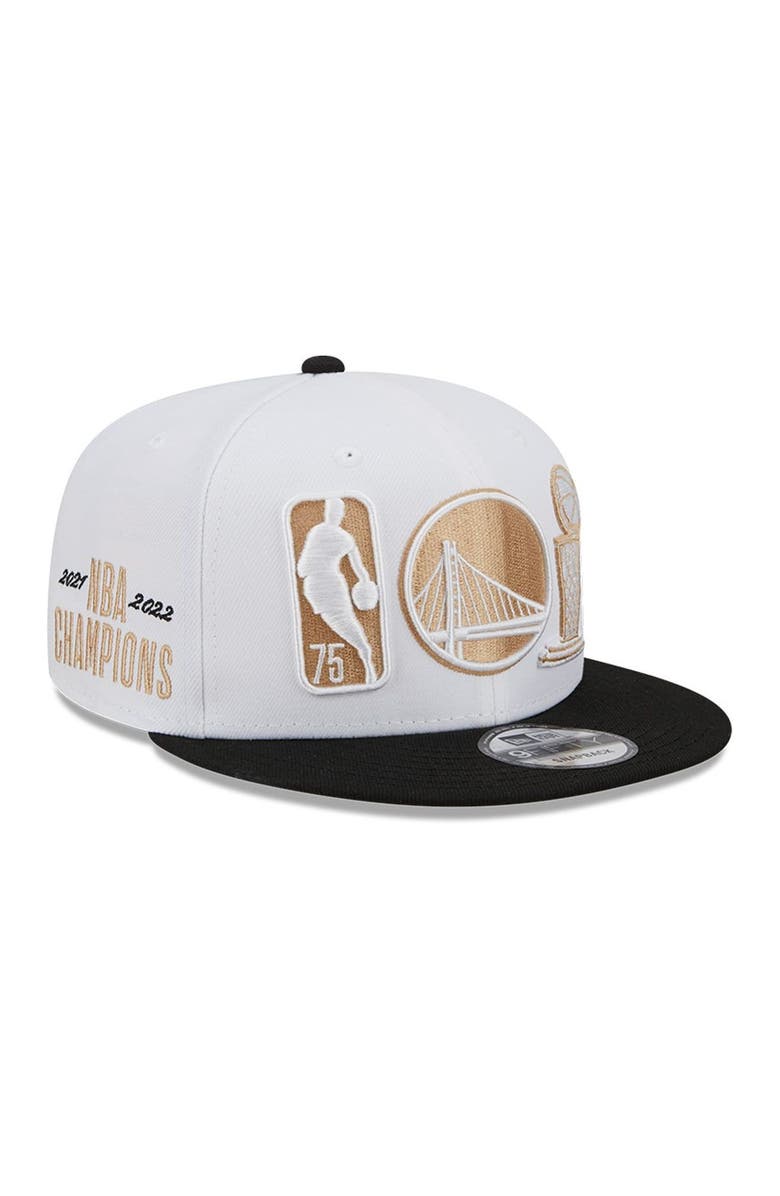 New Era White Golden State Warriors 2022 NBA Finals Champions Ring Night Celebration 9FIFTY Snapback Adjustable Hat, Main, color,