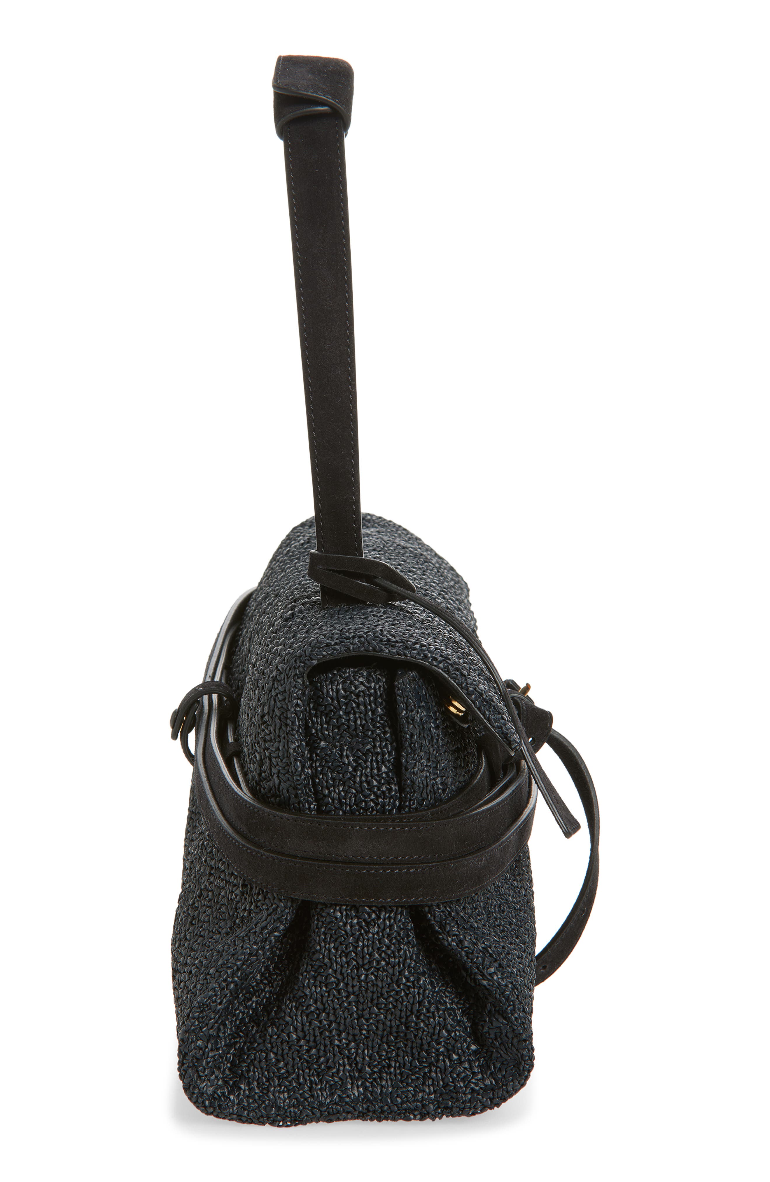 Moschino Tie Me East/West Shoulder Bag, Alternate, color, 00A Black/ Black