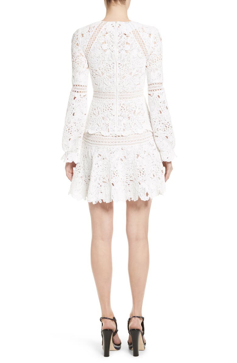 Oscar de la Renta Crochet Ruffle Dress, Alternate, color, 