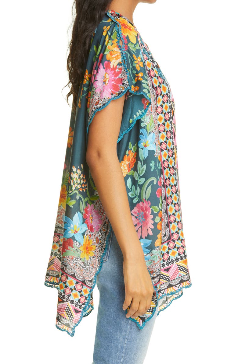 Johnny Was Magdalene Silk Poncho, Alternate, color, 