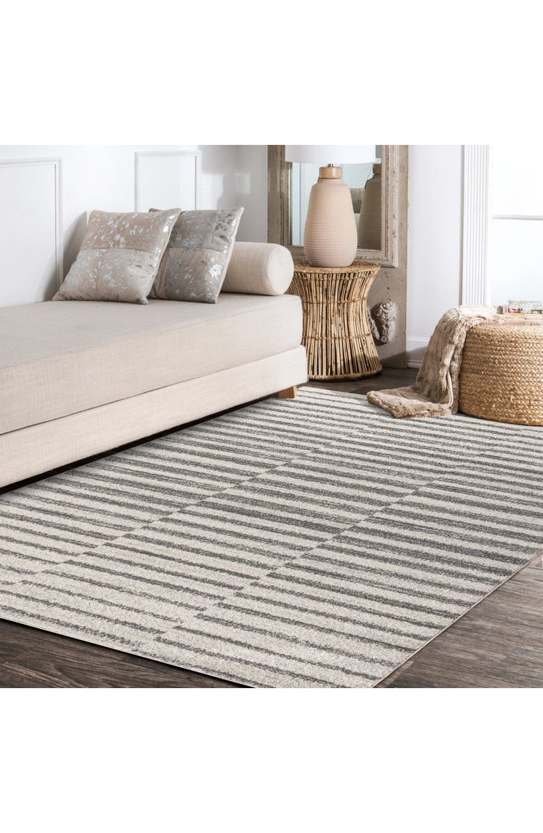 JONATHAN Y Lyla Offset Stripe Area Rug, Alternate, color, Gray/Cream