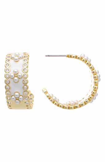 RIVKA FRIEDMAN Enamel & Cubic Zirconia Hoop Earrings