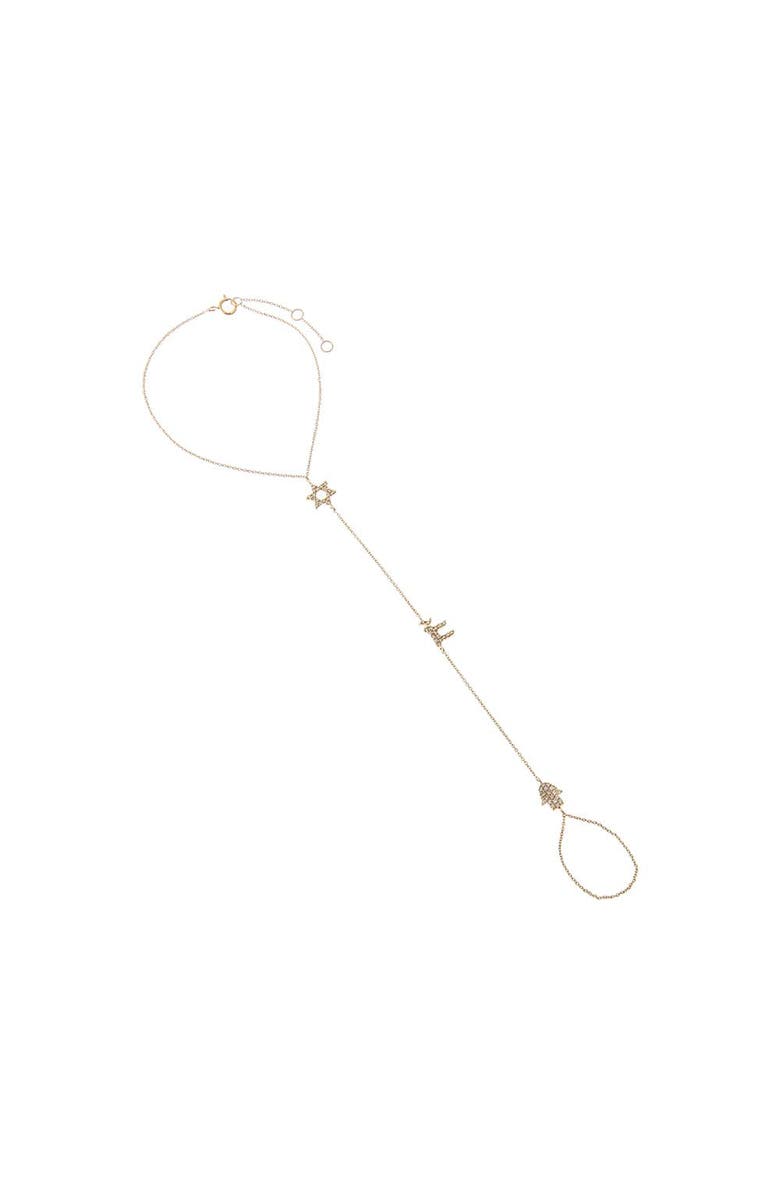 BY ADINA EDEN Diamond Pave Triple Jewish Charm Hand Chain 14K, Main, color, 14K Gold
