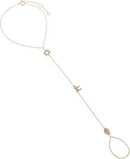 BY ADINA EDEN Diamond Pave Triple Jewish Charm Hand Chain 14K
