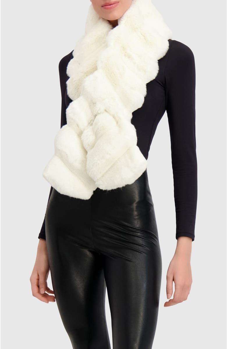 Lyla Grant Fur-Free Chinchilla (Faux Fur) Pull-Through Scarf, Alternate, color, White Chinch