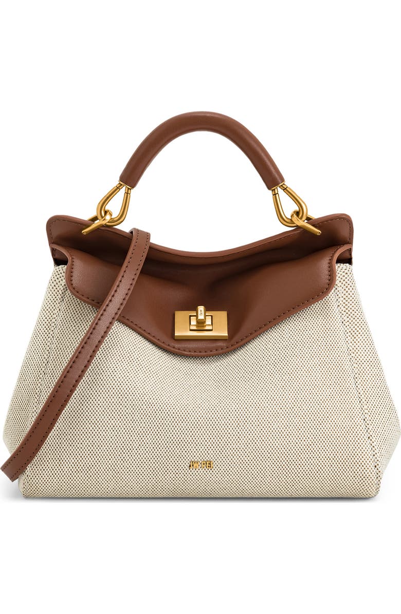 JW PEI Lucia Faux Leather Top Handle Bag, Main, color, Brown Canvas