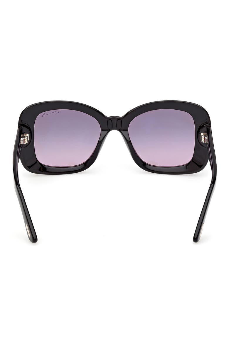52mm Gradient Square Sunglasses, Alternate, color, SHINY BLACK / SMOKE PURPLE