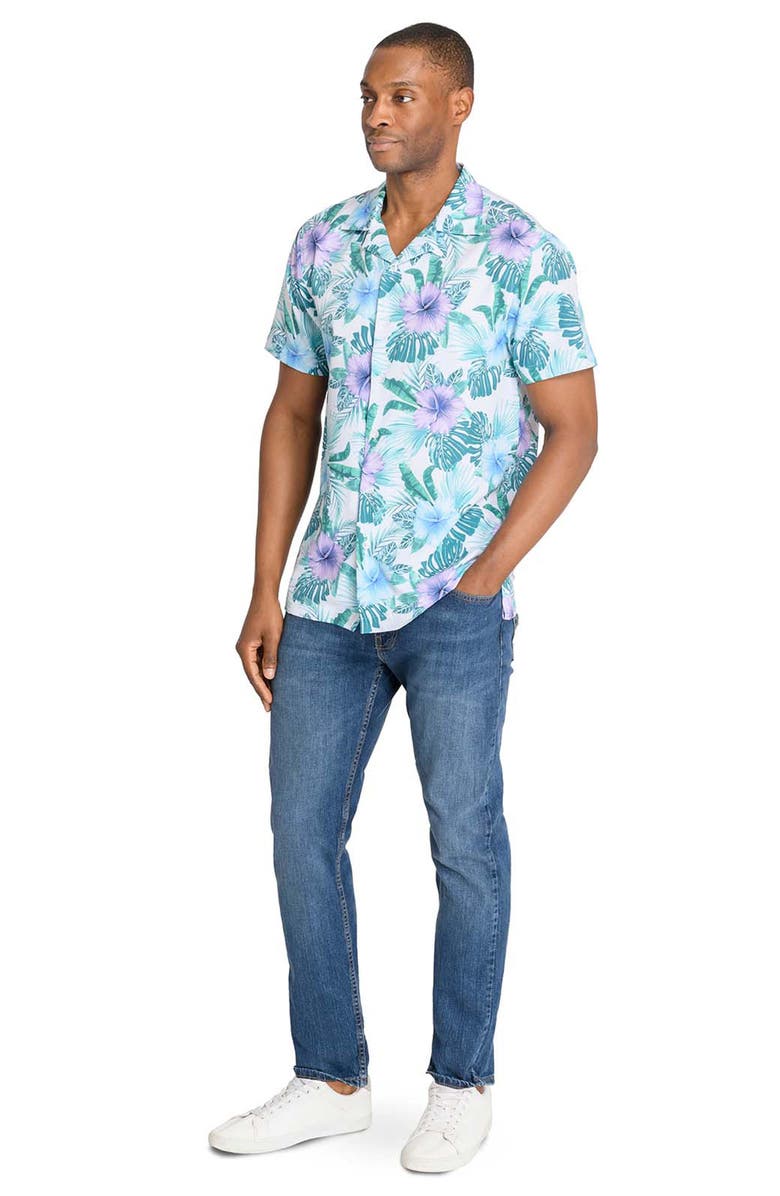 CONSTRUCT Slim Fit Floral Camp Shirt, Alternate, color, White/ Green