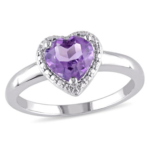 Amethyst Heart Halo Ring