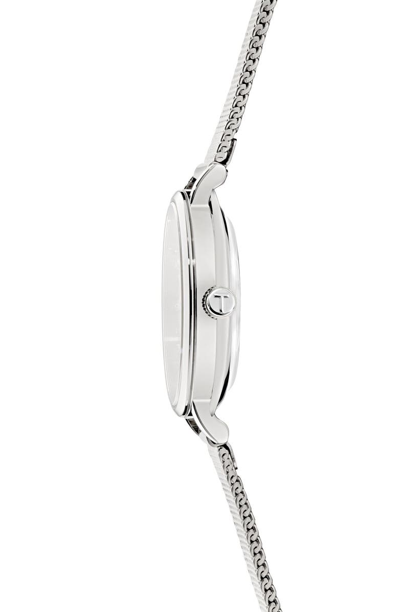 Ted Baker Classic Chic Mother-of-Pearl Mesh Bracelet, 28mm, Alternate, color, Stainless Steel