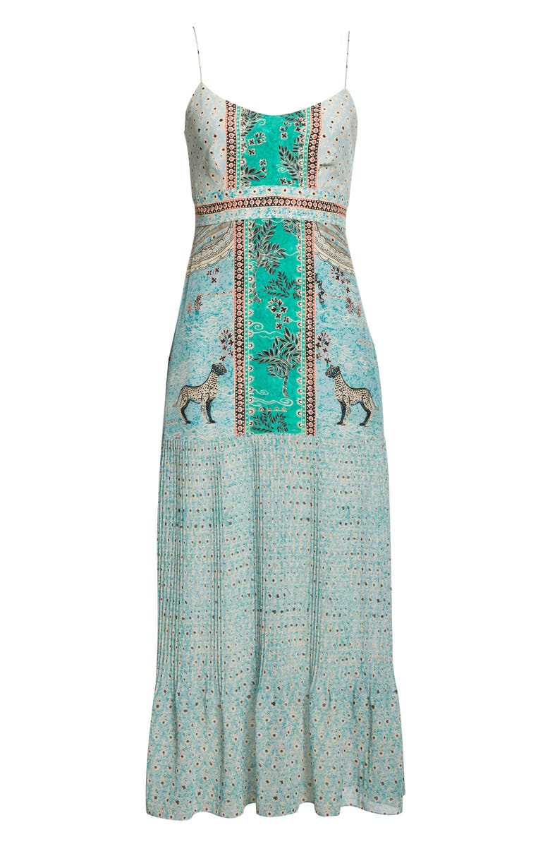SALONI Veronica Jungle Print Silk Midi Dress, Alternate, color, 