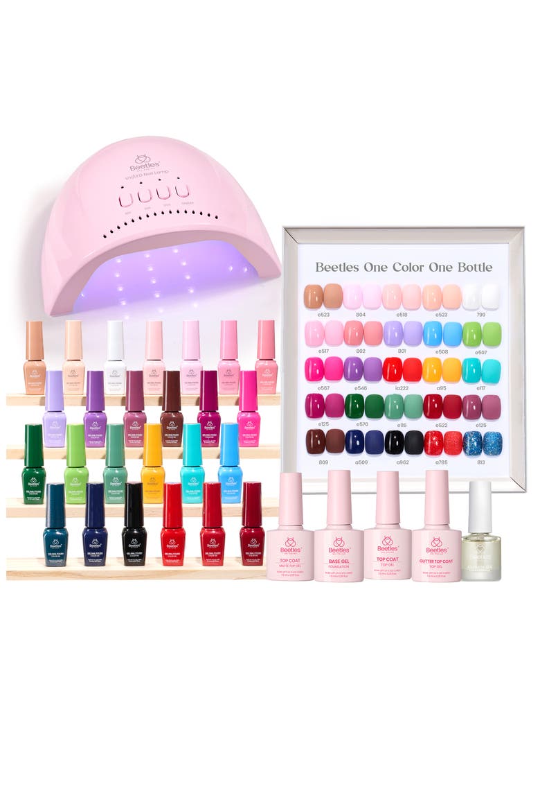 25 Colors 51 Pcs Gel Nail Manicure Studio Kit with UV Light, Main, color, None