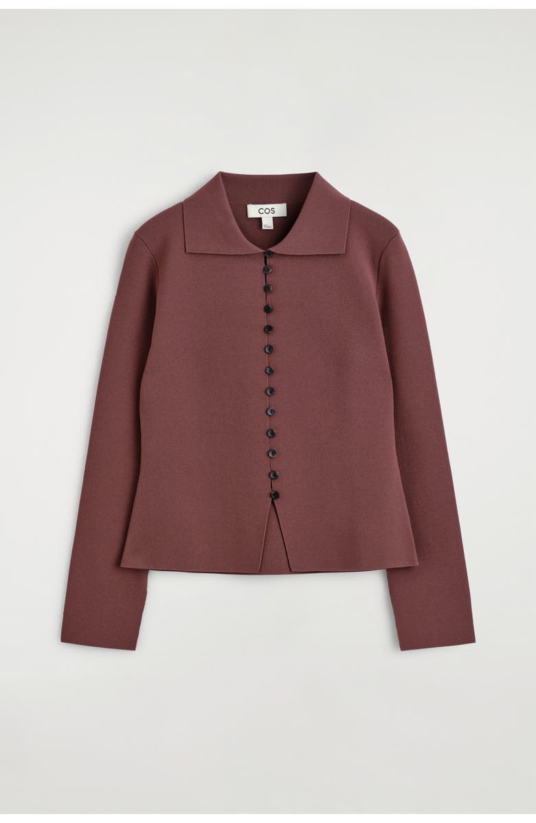 COS Waisted Milano-Knit Cardigan, Alternate, color, Rust Brown