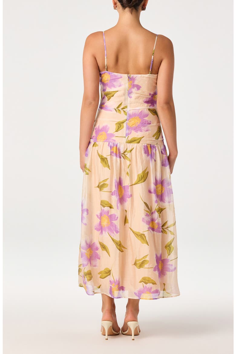 Ava Floral Drop Waist Midi Dress, Alternate, color, PURPLE FLORAL