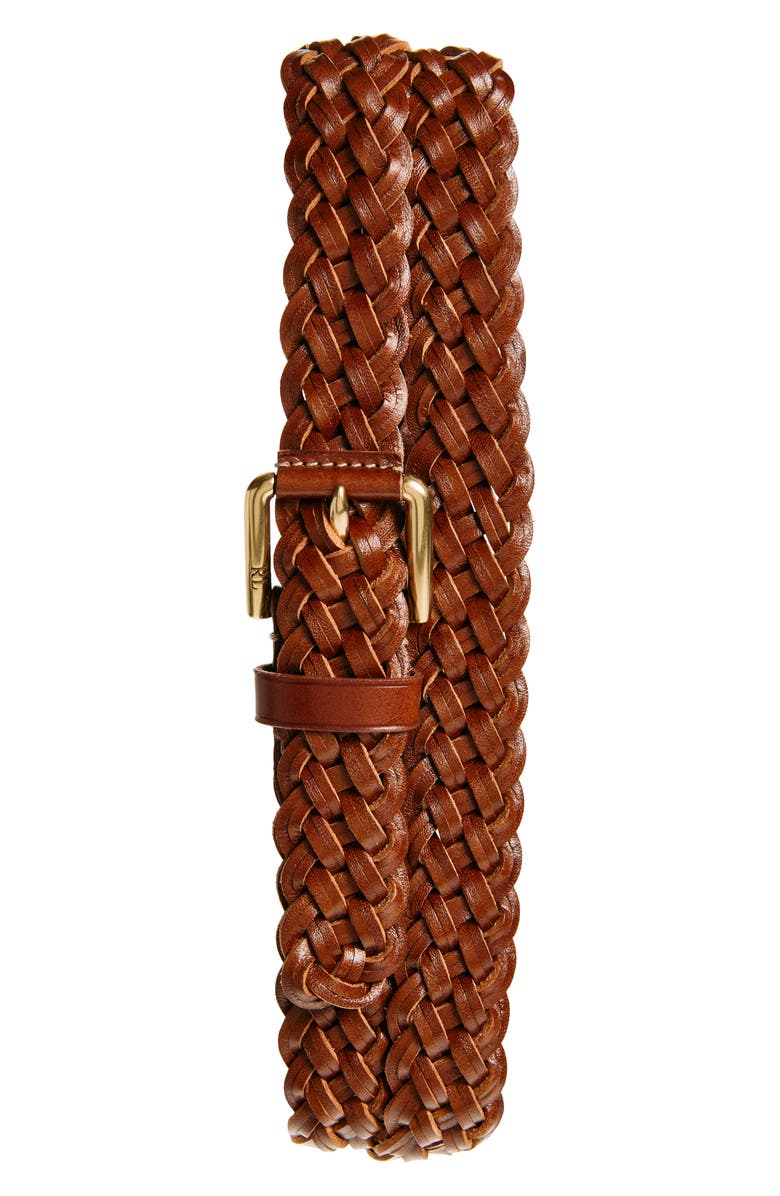 Ralph Lauren Purple Label Braided Leather Belt, Main, color, Rl Gold
