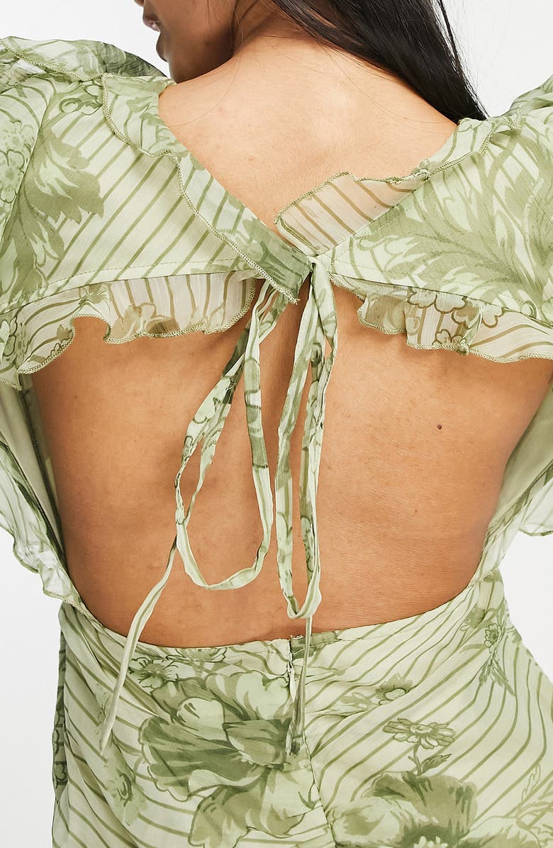 ASOS DESIGN Floral Print Long Sleeve Chiffon Minidress, Alternate, color, 