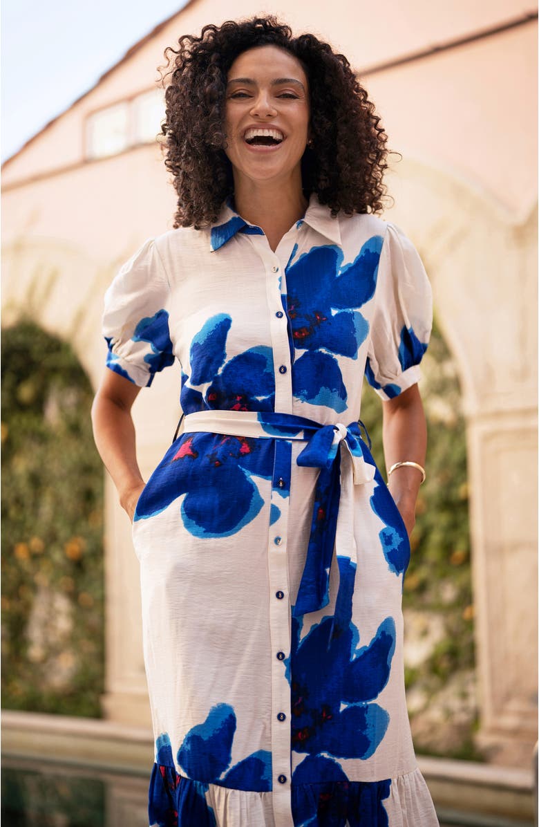 Yumi Scattered Floral Shirt Dress, Alternate, color, Blue