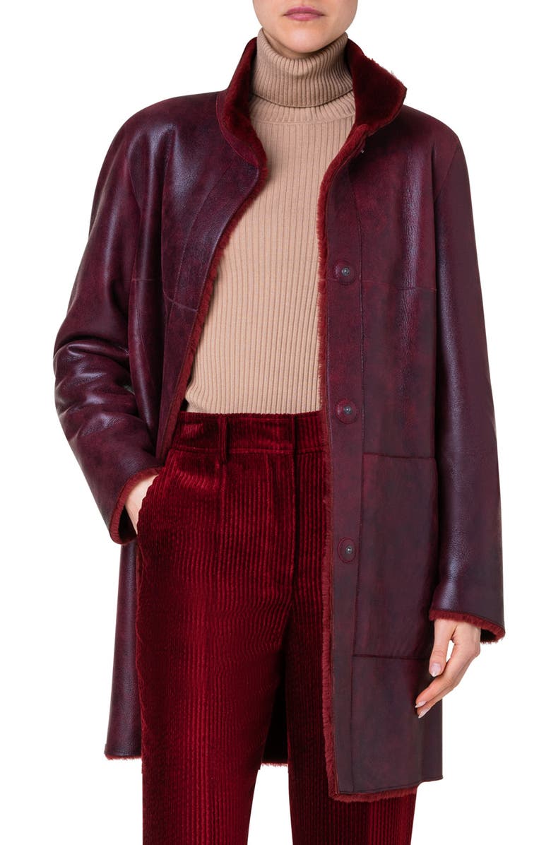 Akris punto Genuine Shearing Reversible Coat, Main, color, 