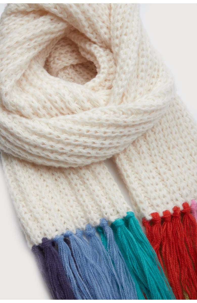 Rainbow Fringe Chunky Knit Scarf