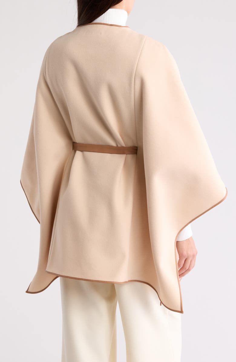 La Fiorentina Leather Pipe Trim Cape, Alternate, color, Oatmeal